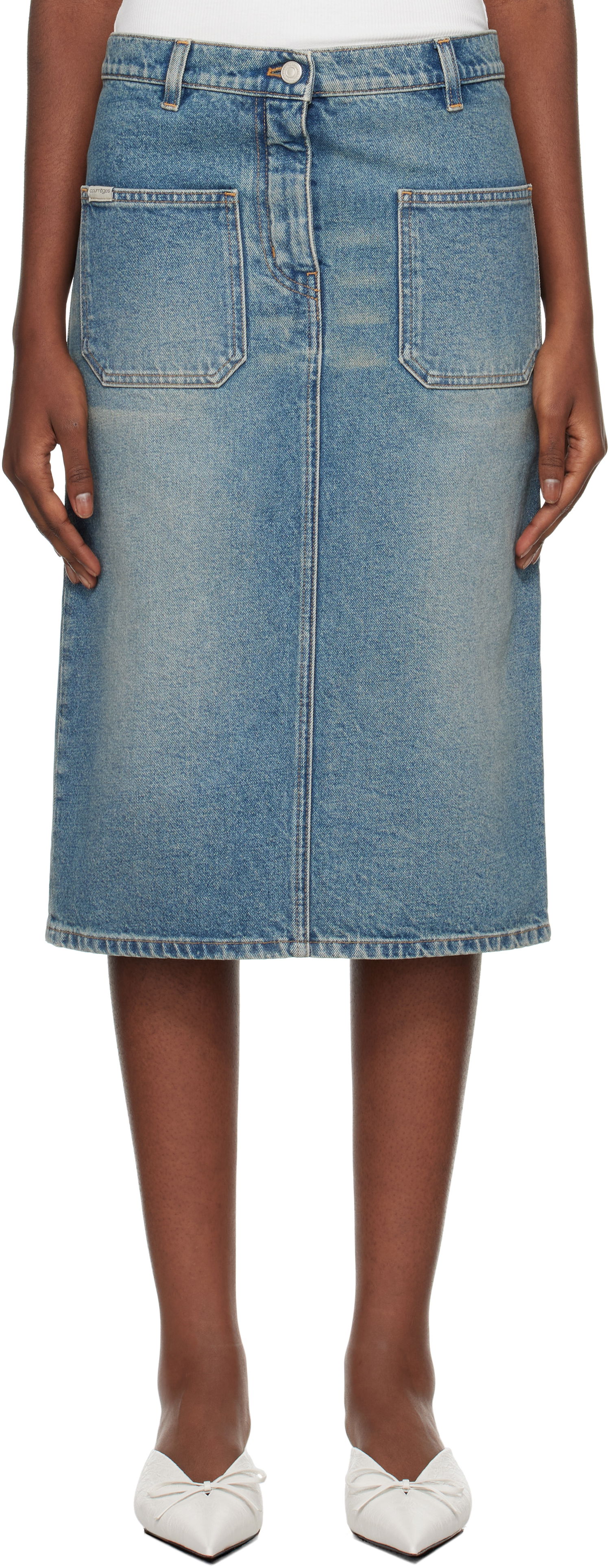 Пола Courrèges Faded Denim Midi Skirt Синьо | 324DJU183DE0033, 0