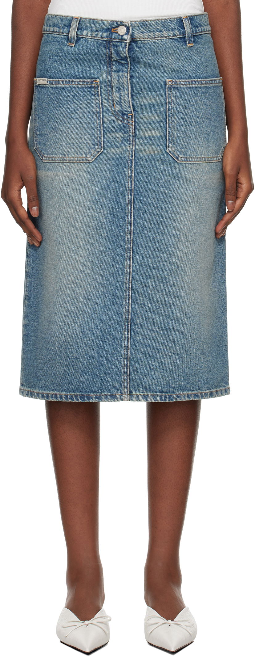 Пола Courrèges Faded Denim Midi Skirt Синьо | 324DJU183DE0033