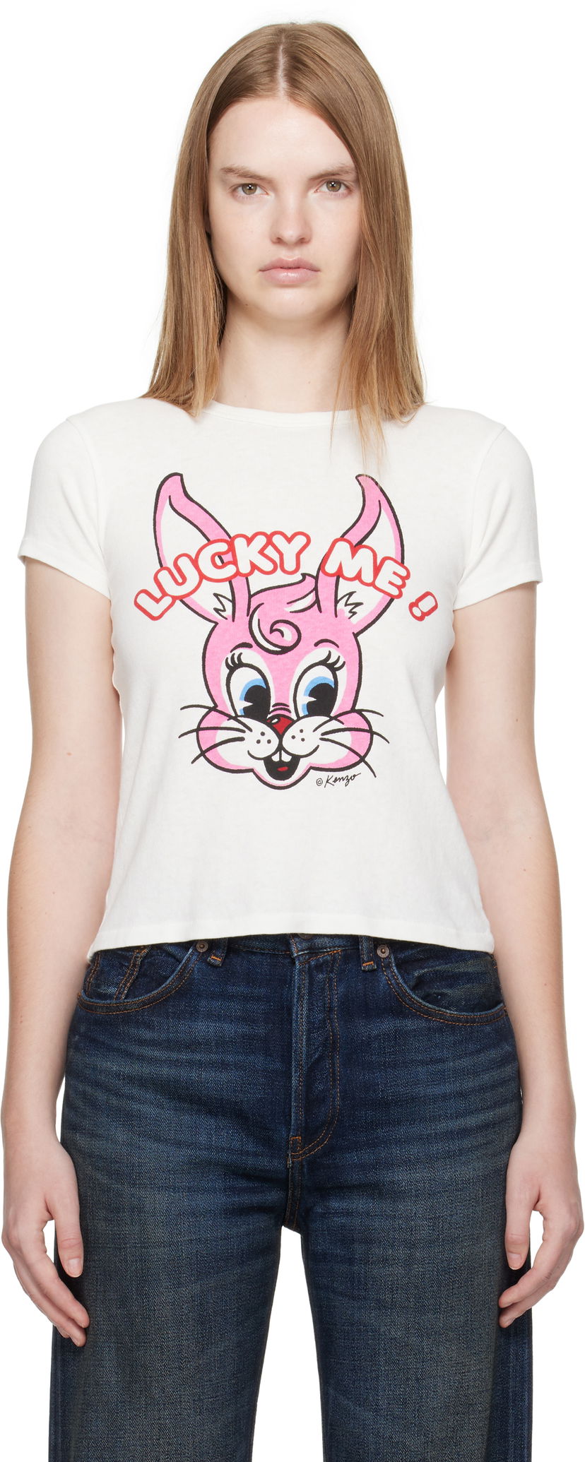 Тениска KENZO Kenzo Paris 'Lucky Me' Cartoon T-Shirt Бяло | FF62TS2634SK