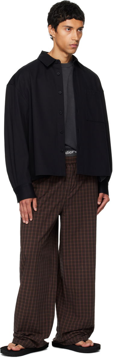 Риза Alexander Wang Alexander Wang Boxy Cropped Long Sleeve Shirt Черно | 6WC3251092, 3