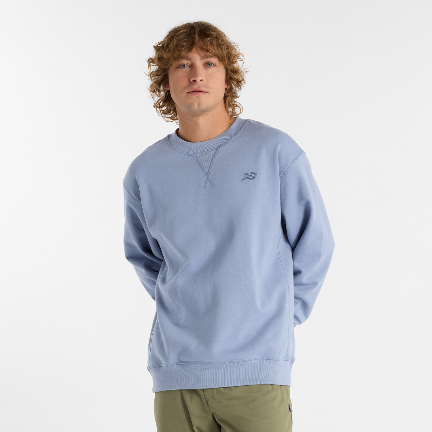 Пуловер New Balance Men's Sweatshirt Синьо | NBMT41506DUS, 0