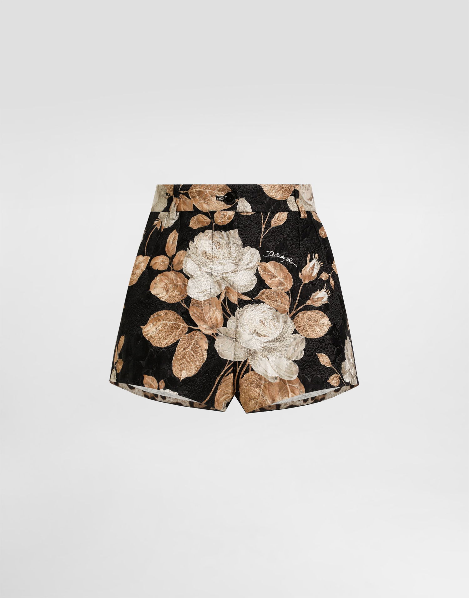 Къси панталони Dolce & Gabbana Dolce & Gabbana Vintage Rose-Print Brocade Shorts Черно | FTDCJTFSTBRHN5QQ, 0