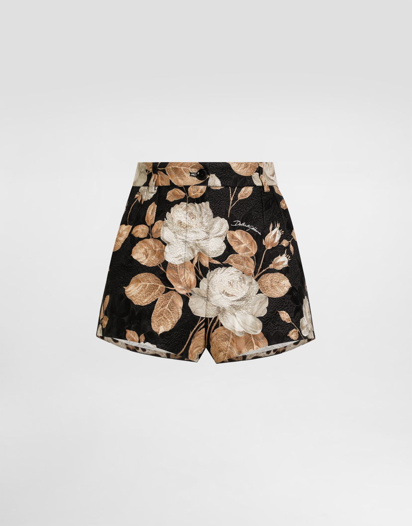 Къси панталони Dolce & Gabbana Dolce & Gabbana Vintage Rose-Print Brocade Shorts Черно | FTDCJTFSTBRHN5QQ