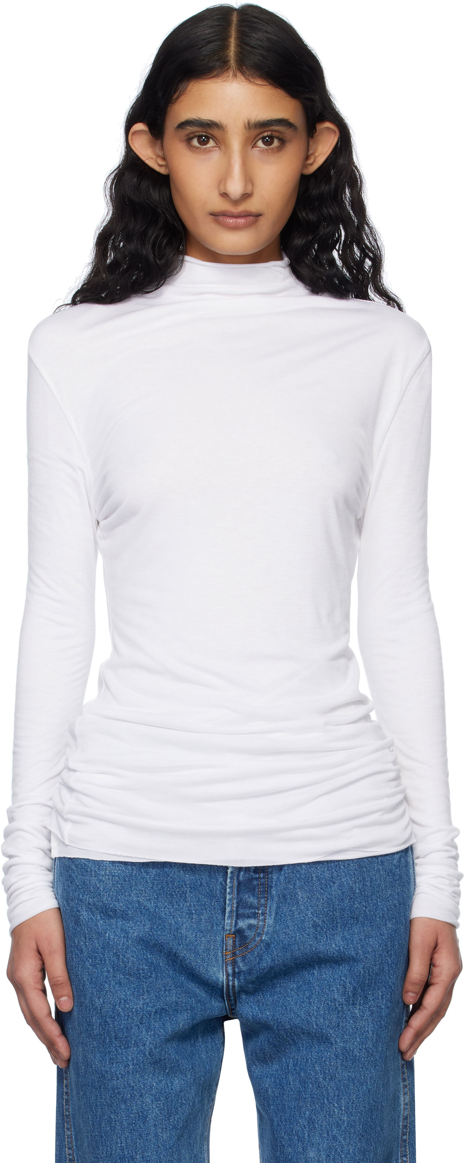 Тениска Khaite KHAITE Rolina Mock Neck Top Бяло | 23674100, 0
