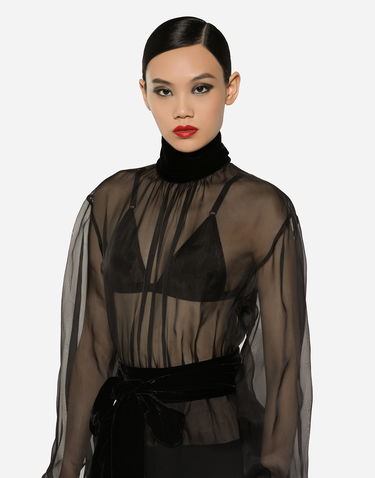 Pокля Dolce & Gabbana Short Wool Crepe And Organza Dress Черно | F6JNDTGDCO9N0000, 3