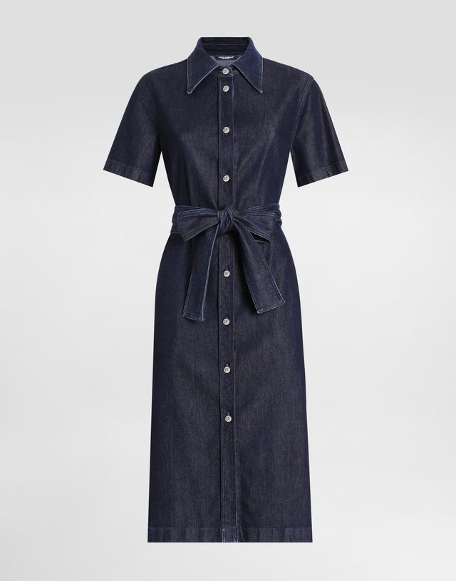Dolce & Gabbana Silk Denim Shirt Dress