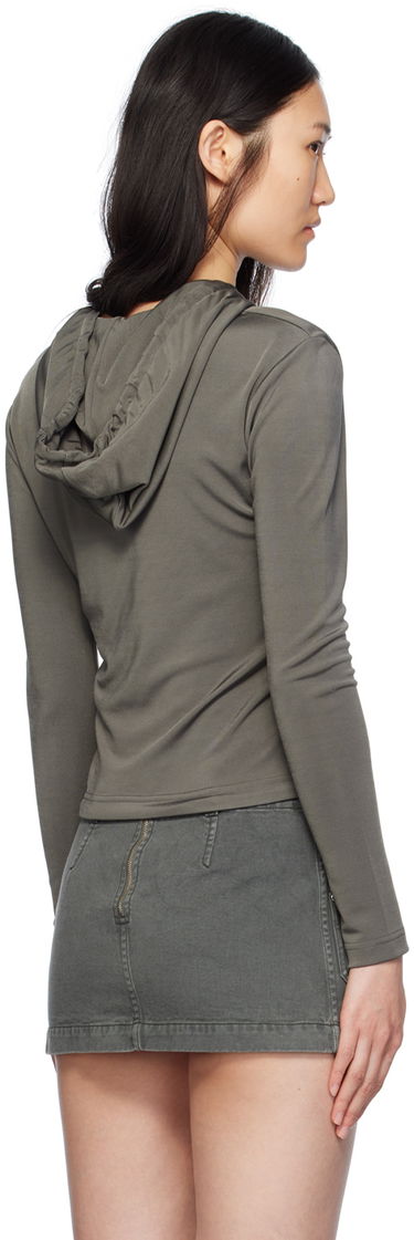 Суитчър Dion Lee Lustrous Shrunken Hoodie Сиво | C3164PS24, 2