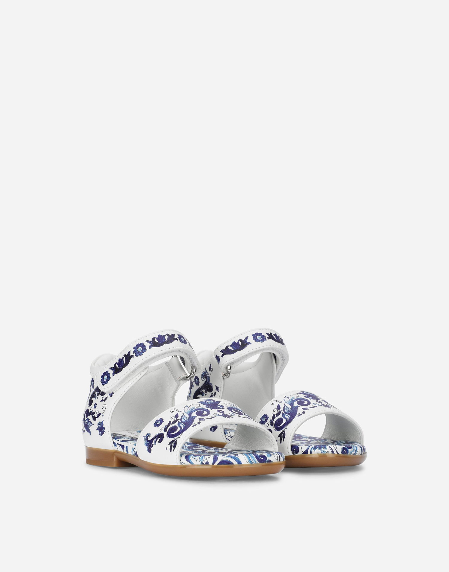 Кецове и обувки Dolce & Gabbana Dolce & Gabbana Calfskin Sandals Majolica Print For First Steps Многоцветен | D20064AC113HA3OB, 1