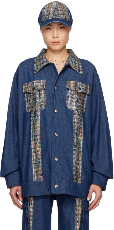 Шапка с козирка Anna Sui Anna Sui Denim Jacket with Tweed Panels Синьо | M1024B33, 0
