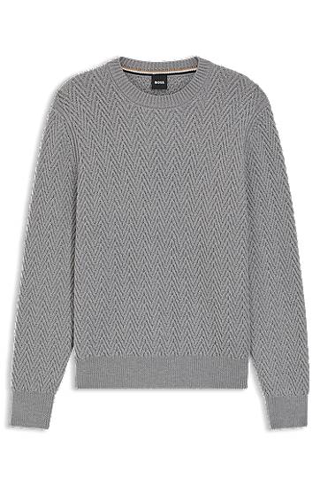 Virgin-wool sweater with herringbone structure