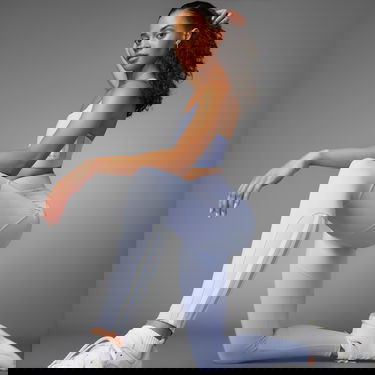 Клинове adidas Performance Hyperglam Full-Length Ribbed Leggings Синьо | JE8820, 0
