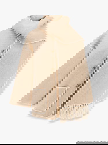 Палта TOTEME Beige Wool Blend Fringed Shawl Collar Coat by Toteme Бежово | 222117201867, 0