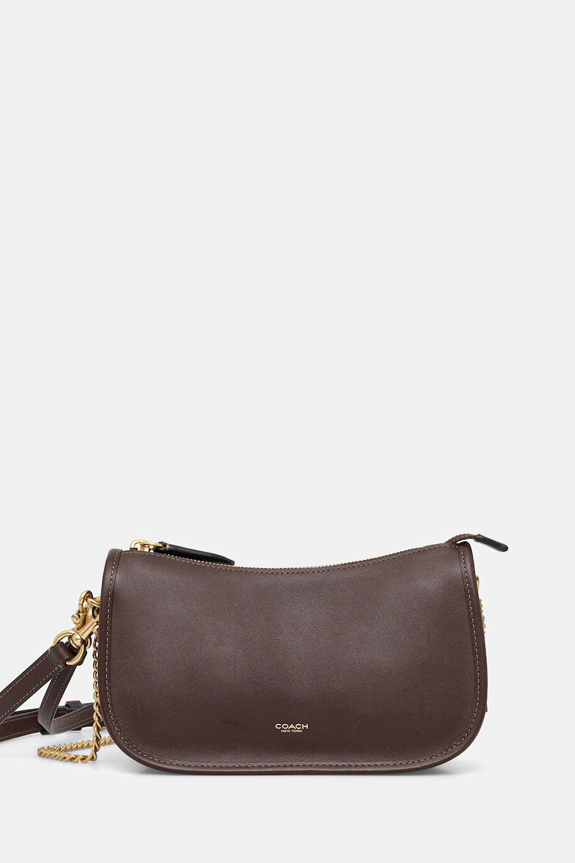 Чанта през рамо Coach Waverly Crescent Chain Shoulder Bag Кафяво | CCC36