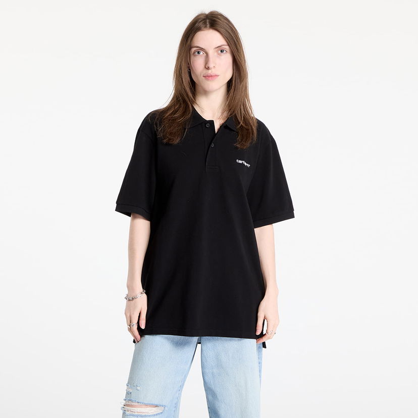 Поло тениска Carhartt WIP S/S Script Polo Черно | I035231.0D2XX