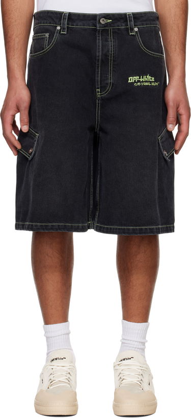 Къси панталони Off-White Off-White Safari Cargo Denim Shorts Черно | OMYC024S25DEN0021350, 0