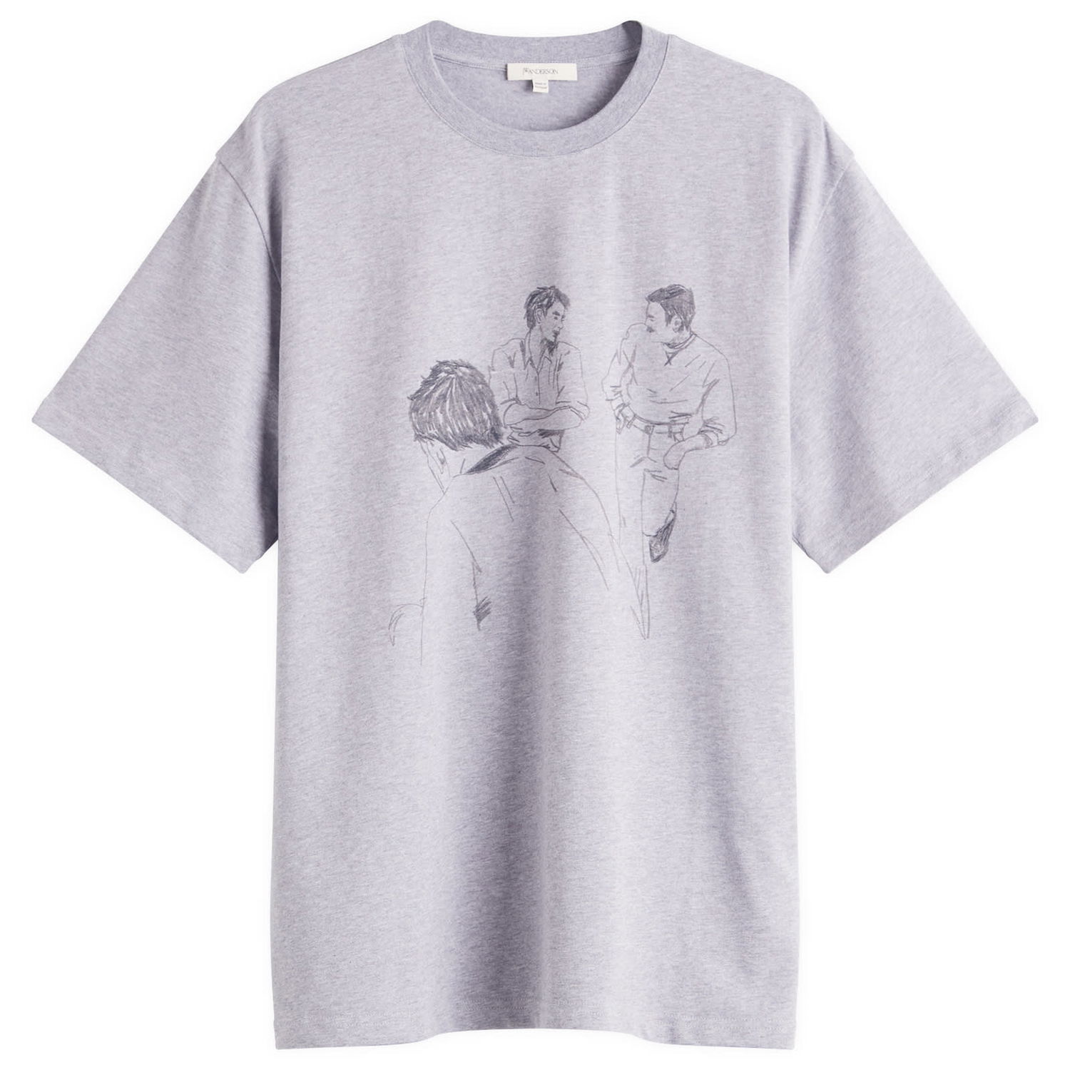 Тениска JW Anderson JW Anderson Cafe Scene Printed T-Shirt, Size Small Сиво | JT0303-PG1510-945, 0