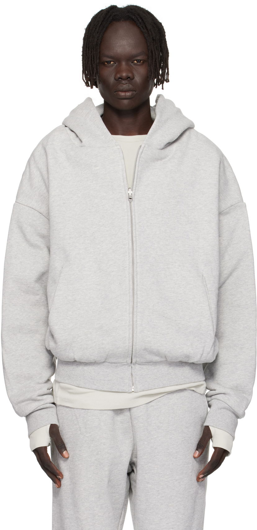 Суитчър Entire Studios Entire Studios Thermal Zip-Up Hoodie Сиво | ES2488SI