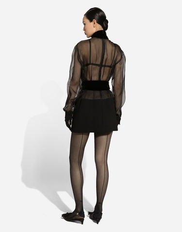 Pокля Dolce & Gabbana Short Wool Crepe And Organza Dress Черно | F6JNDTGDCO9N0000, 2