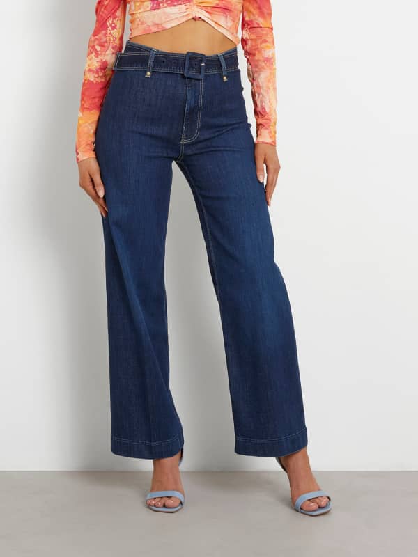 Панталони и дънки GUESS Wide Leg Denim Pant Тъмно синьо | W4GA64D5B41, 0
