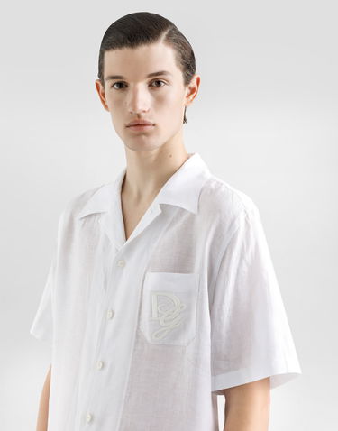 Риза Dolce & Gabbana Dolce & Gabbana Linen Shirt With Logo Embroidery Бяло | G5JH9ZFU4IKW0800, 3