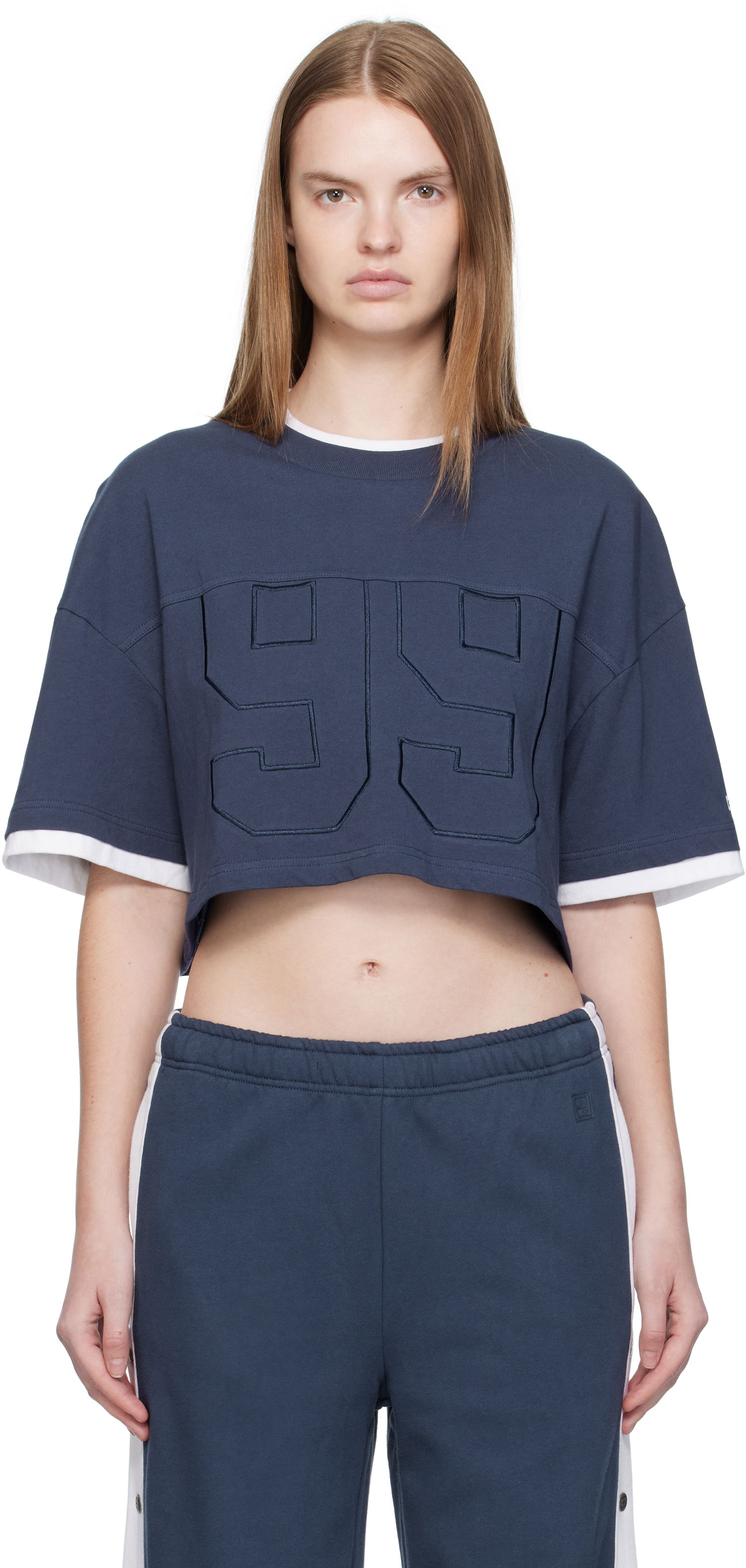 Съкратен топ Ksubi Ksubi '99' Boyfriend Cropped T-Shirt Тъмно синьо | WFA25TE001, 0