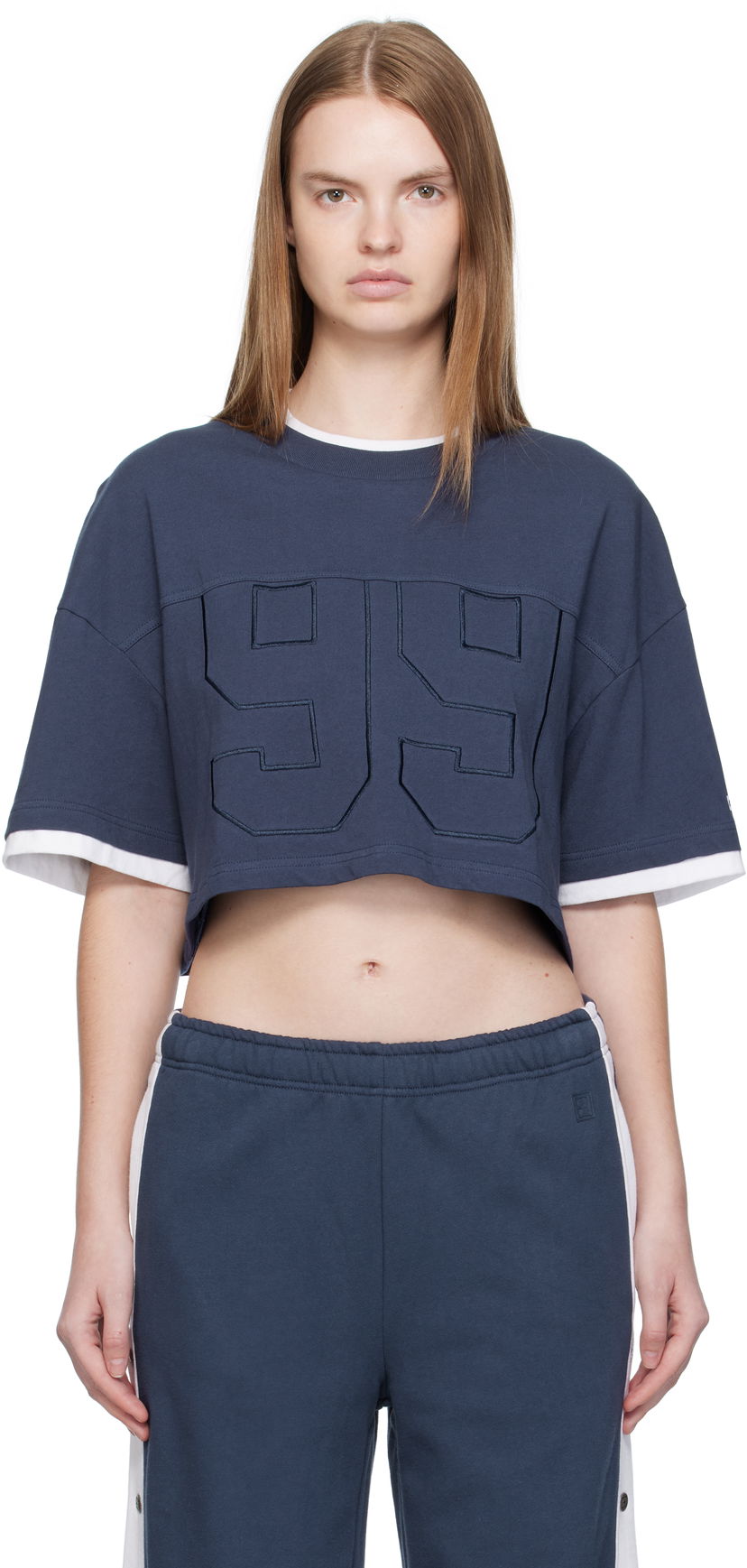Съкратен топ Ksubi Ksubi '99' Boyfriend Cropped T-Shirt Тъмно синьо | WFA25TE001
