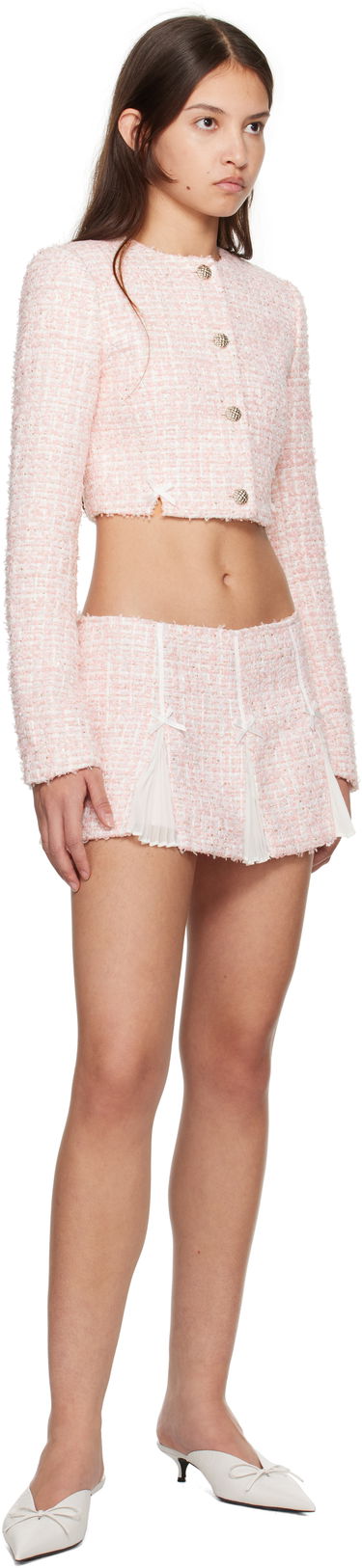 Яке GUIZIO Guizio Colette Cropped Tweed Jacket Розово | H24702W114, 3