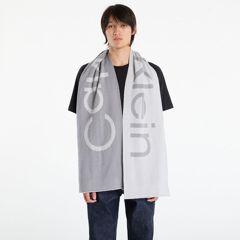 Шал CALVIN KLEIN Calvin Klein Bold Logo 2-Tone Wool Scarf Сиво | LV04D8030G QBW