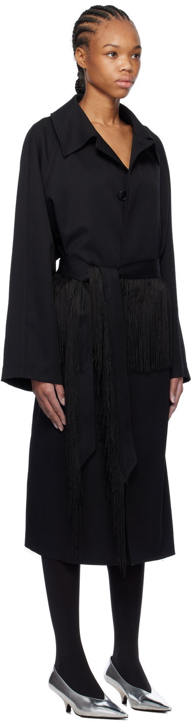 Палта Maison Margiela MM6 Maison Margiela Wool Gabardine Trench Coat with Fringed Belt Черно | S52AH0079 S78542, 1