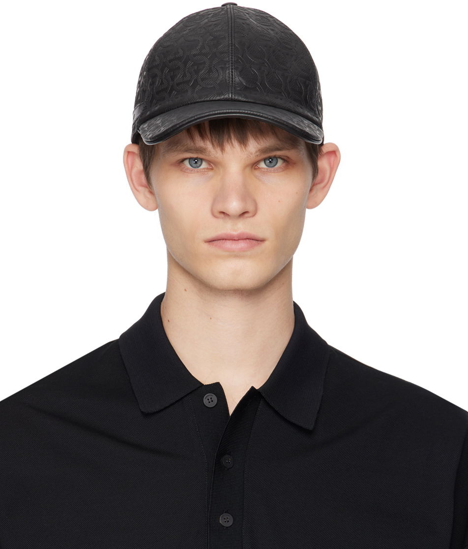 Шапка с козирка FERRAGAMO Leather Baseball Cap Черно | 751009, 0