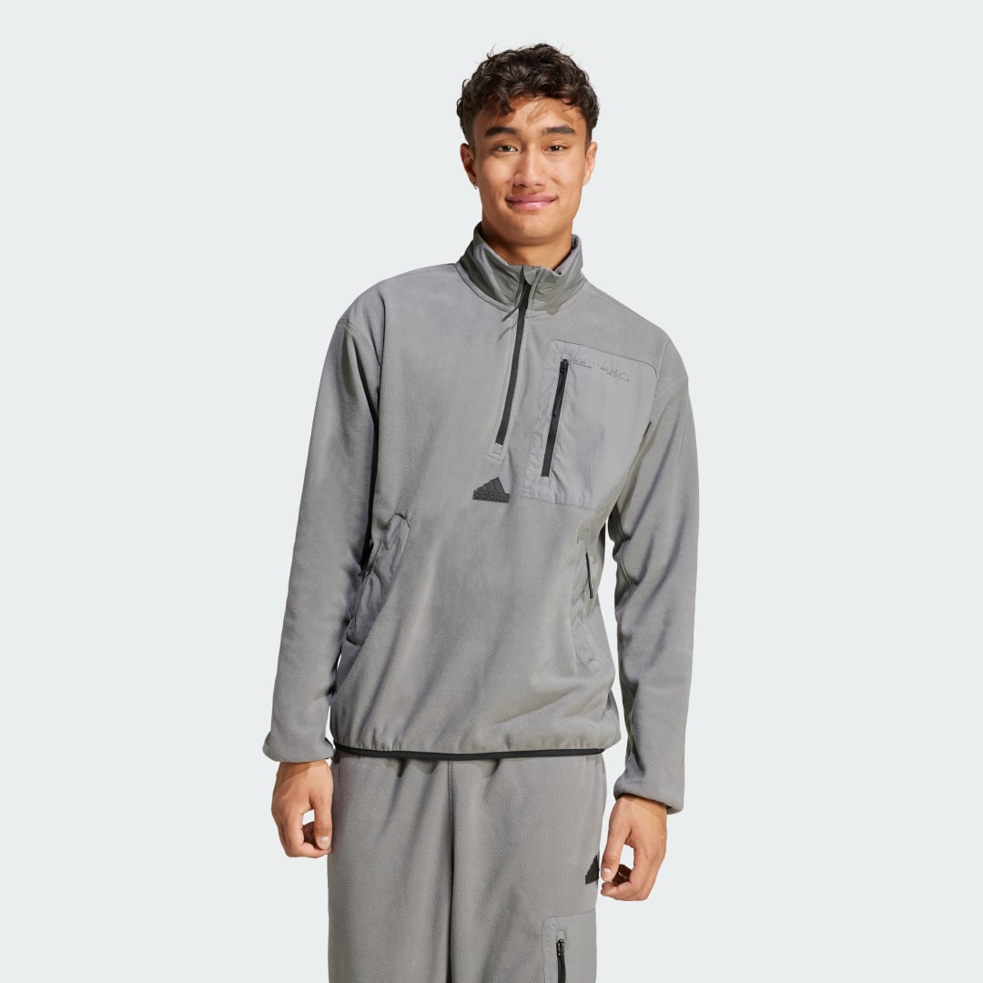 Тениска adidas Performance Top City Escape Polar Fleece 1/2 Zip Сиво | IV7414, 1