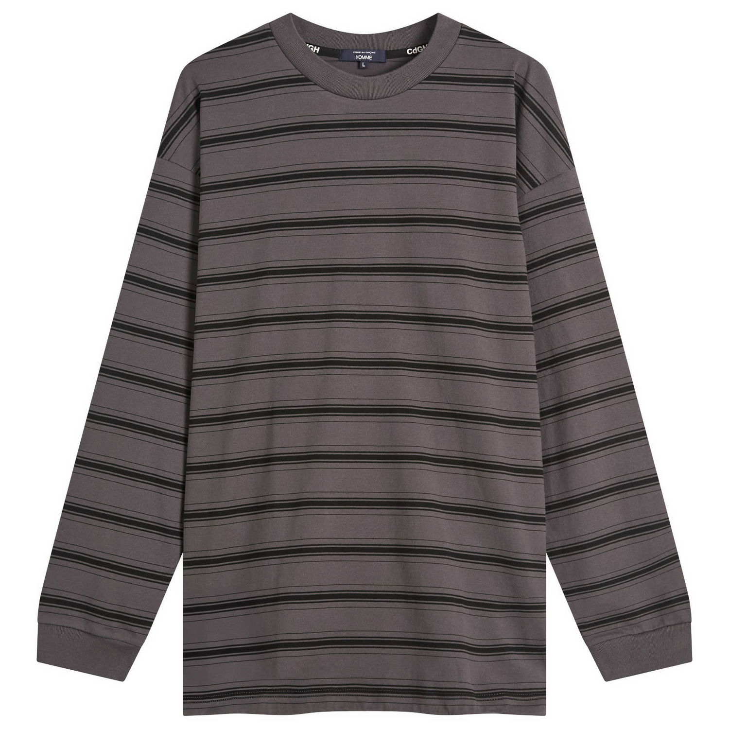 Тениска Comme des Garçons Homme Stripe Long Sleeve T-Shirt, Size Large Сиво | HP-T002-W25-2, 1