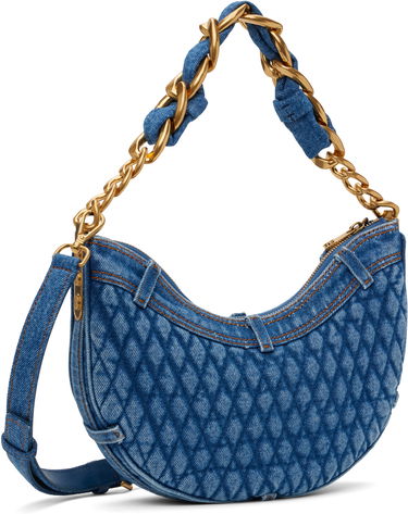 Дамска чанта Balmain Balmain 1945 Soft Moon Denim Shoulder Bag Синьо | EN1BQ954TTSD, 2