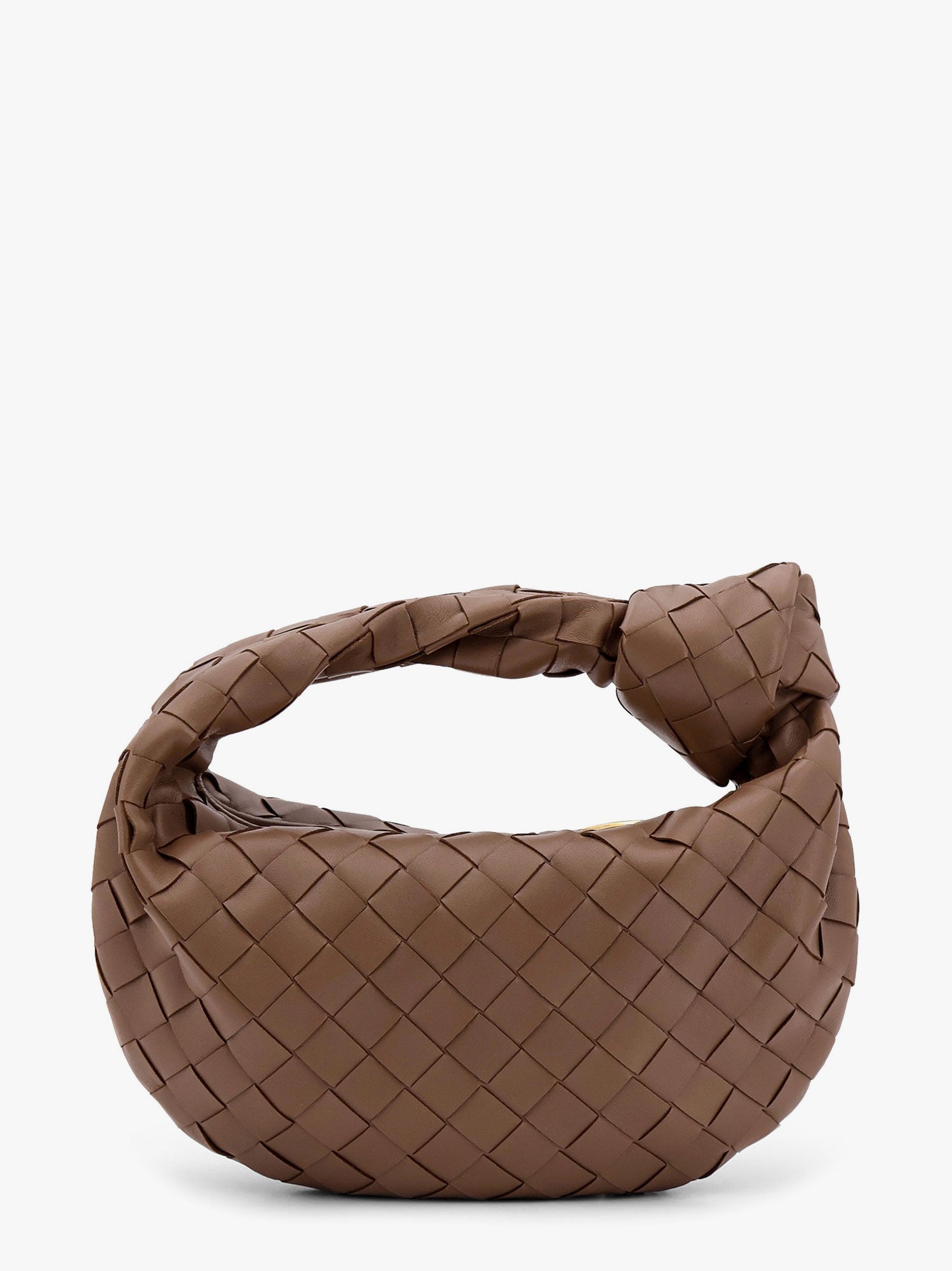 Дамска чанта Bottega Veneta Jodie Mini Knotted Intrecciato Leather Bag - Bottega Veneta Кафяво | 651876VCPP52355, 1