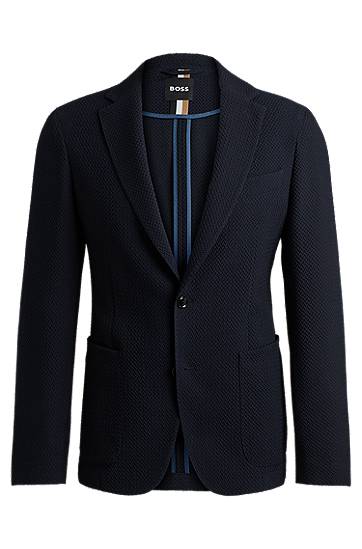 Яке BOSS Slim Fit Seersucker Wool-Blend Jacket Тъмно синьо | 50522597, 0