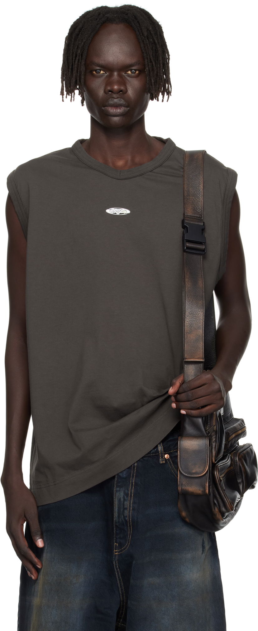 Потник VETEMENTS Vetements Oval Logo Jersey Tank Top Сиво | UH76TR550C