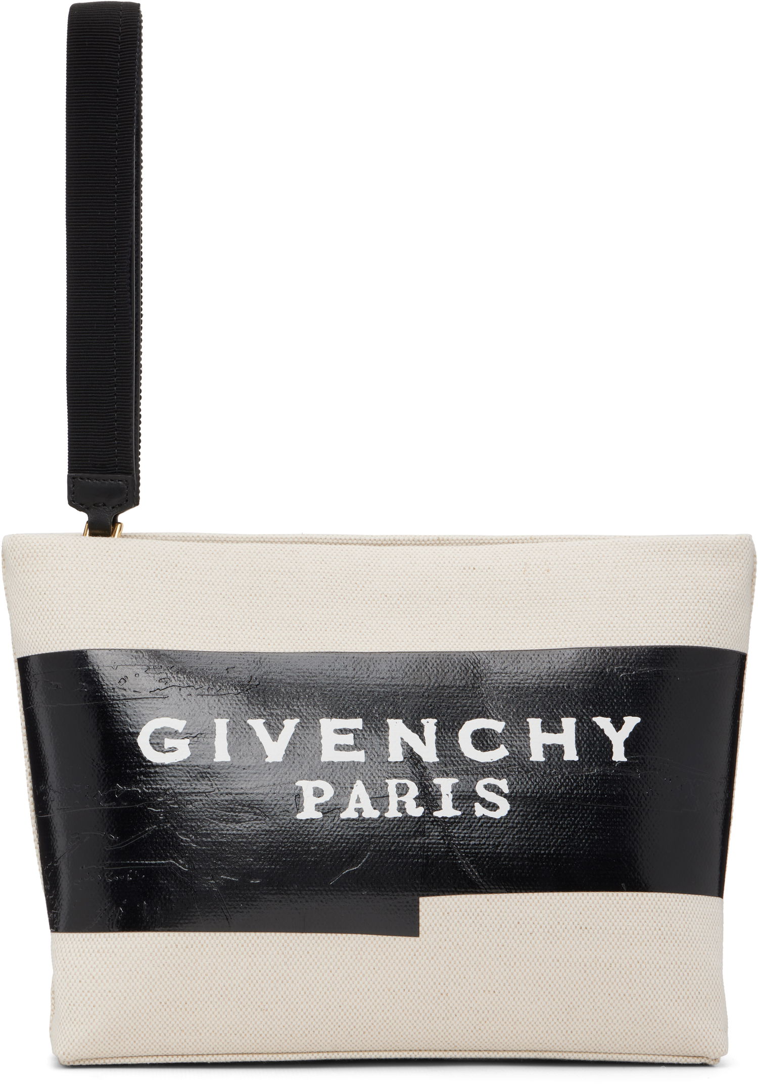 Дамска чанта Givenchy 'Givenchy Tape' Canvas Wristlet Pouch Бежово | BB60PNB2CE255, 0