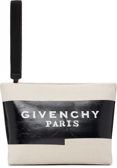 Дамска чанта Givenchy 'Givenchy Tape' Canvas Wristlet Pouch Бежово | BB60PNB2CE255, 0