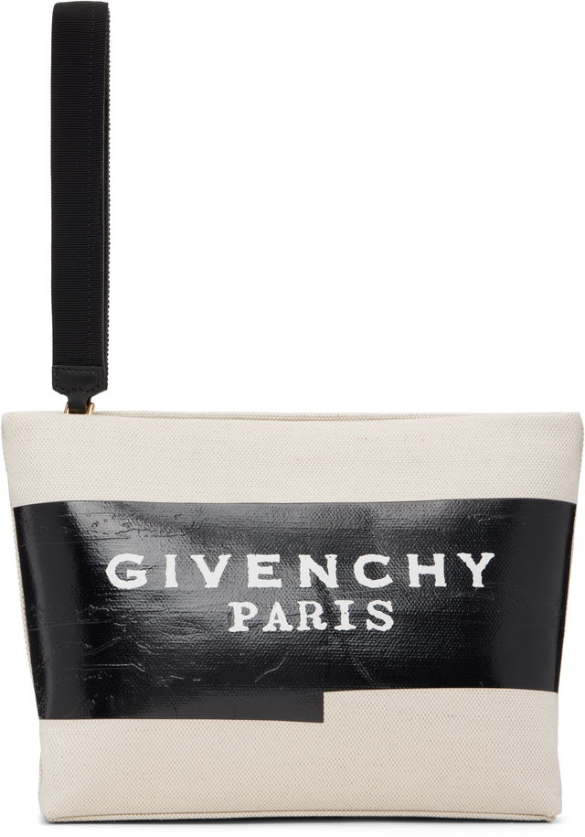 'Givenchy Tape' Canvas Wristlet Pouch