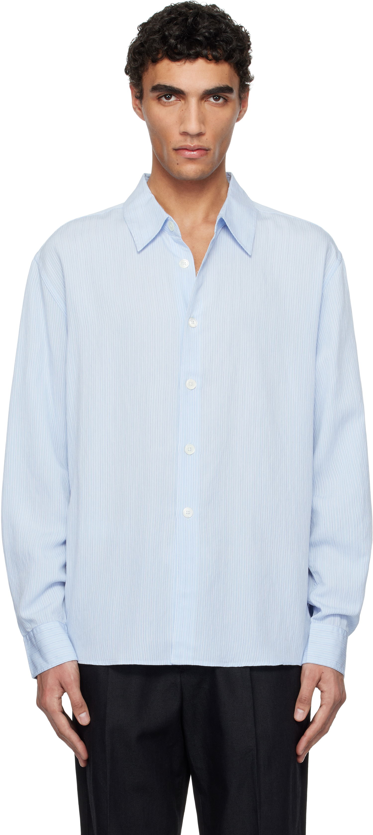 Риза OUR LEGACY OUR LEGACY Beyond Striped Relaxed-Fit Shirt Синьо | M2252BS, 0