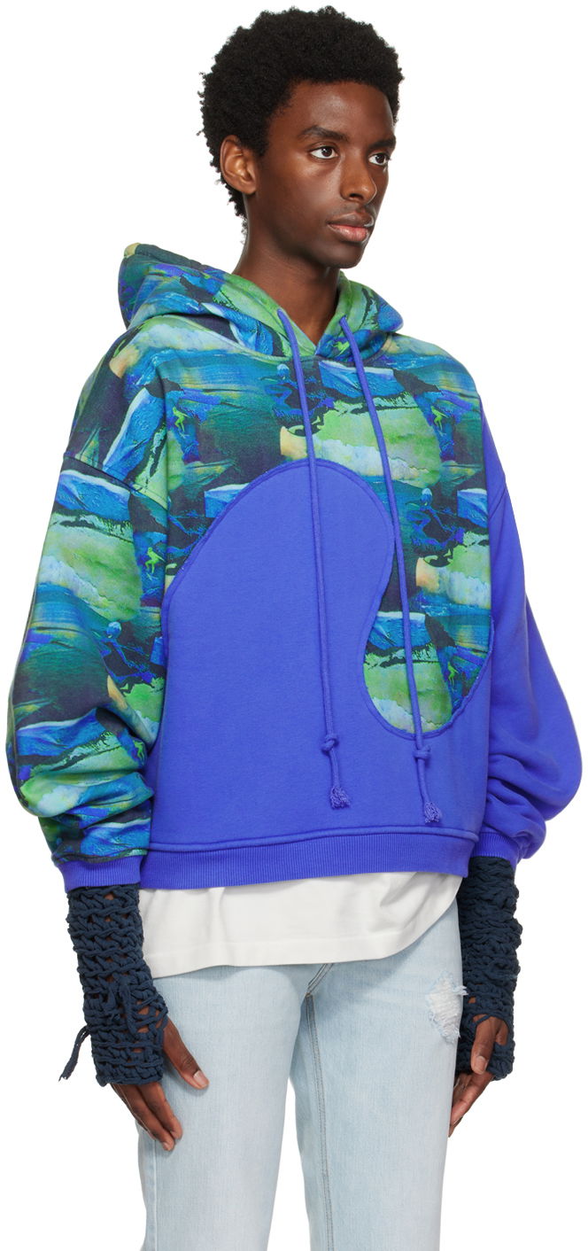 Суитчър ERL Paneled Graphic Hoodie Синьо | ERL06T038, 1