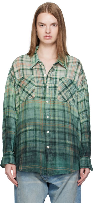 Риза R13 R13 Drop Neck Plaid Work Shirt Зелено | R13WR015-R556B, 0