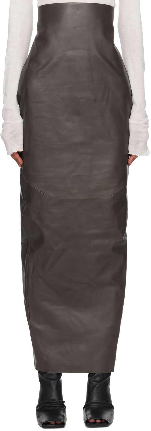 Rick Owens Concordians Pillar Leather Maxi Skirt