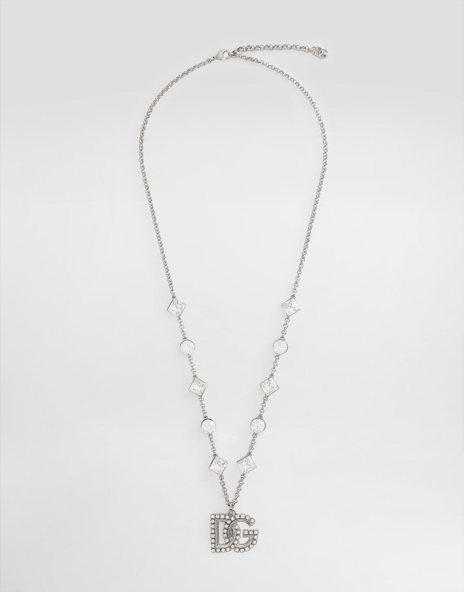 Колие Dolce & Gabbana Fine Link Necklace With Rhinestone DG Logo Сиво | WNR2L1W111187655, 0