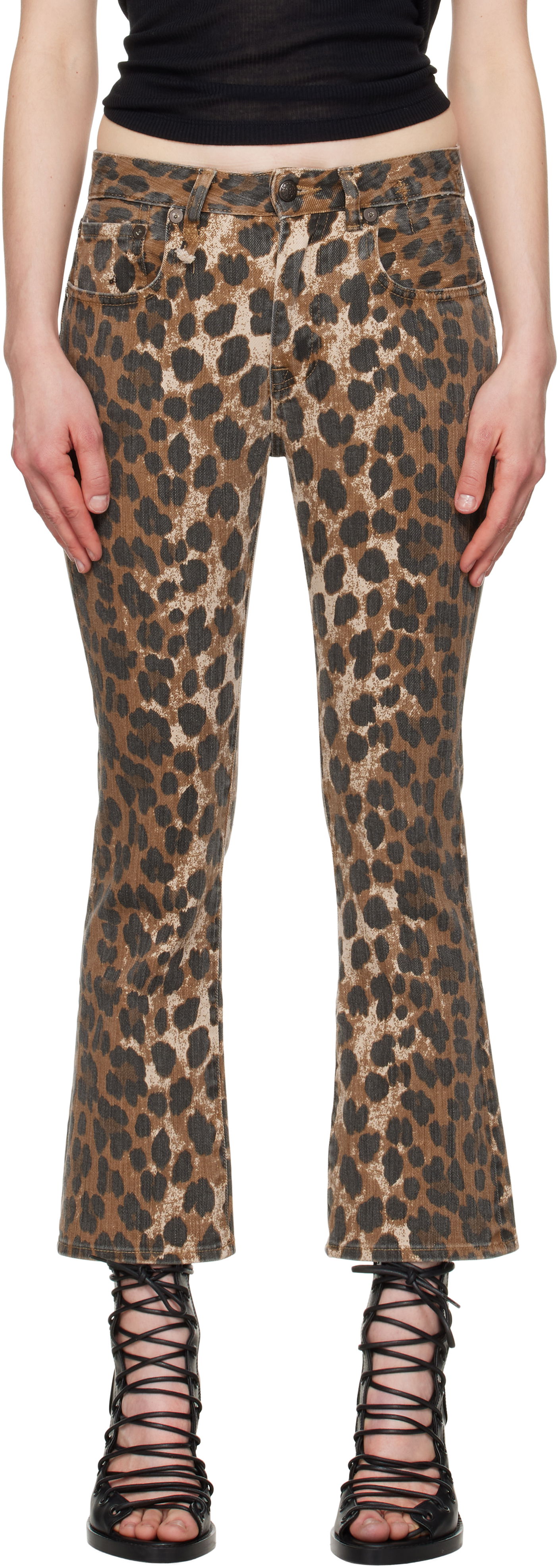 Дънки R13 R13 Leopard Print Kick Fit Jeans Кафяво | R13W0009-D278A, 0