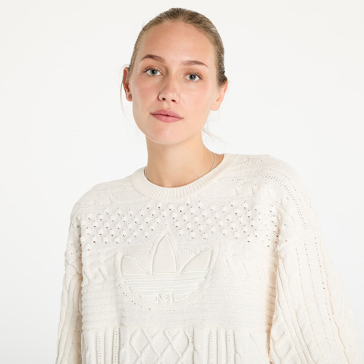 Пуловер adidas Originals Knited Trf Sweater Wonder White Бяло | JN8318, 1