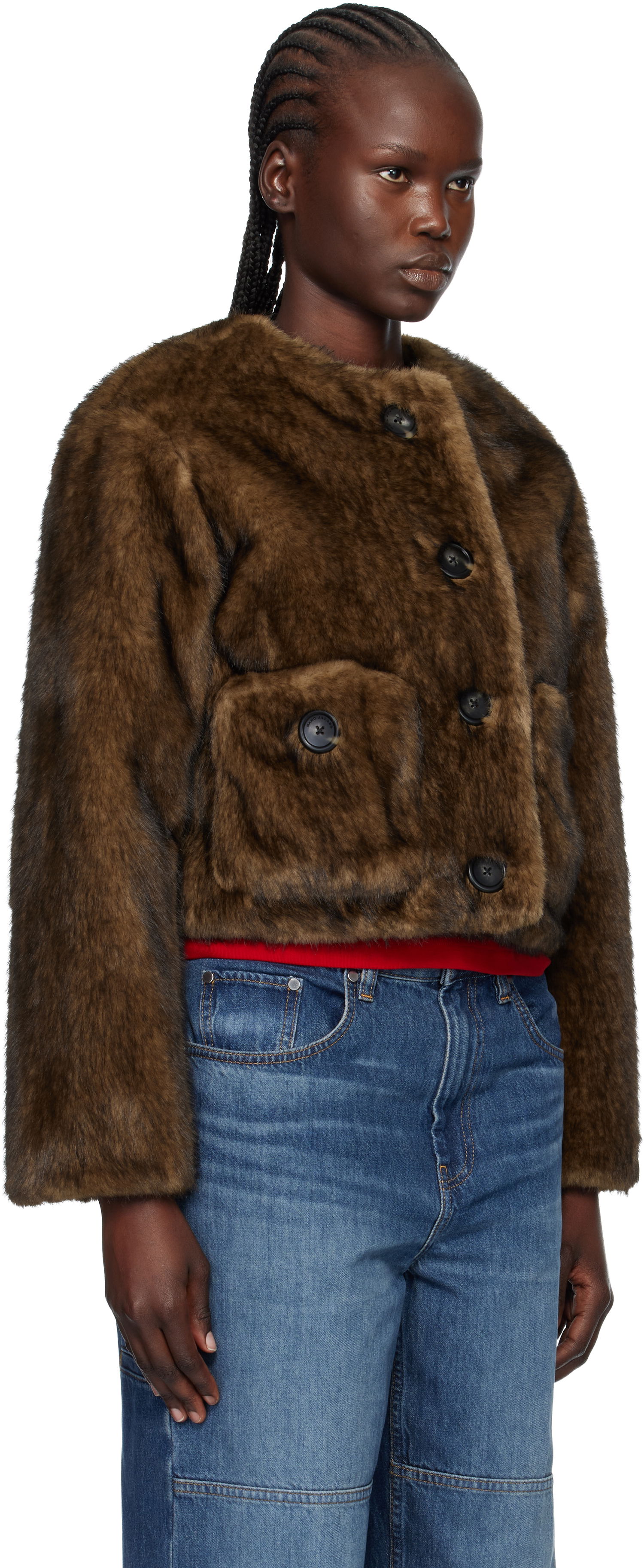 Яке Marc Jacobs Marc Jacobs Teddy Cropped Faux-Fur Jacket Кафяво | 2F5RJC058W07, 1
