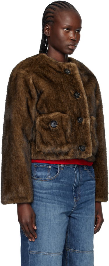 Яке Marc Jacobs Marc Jacobs Teddy Cropped Faux-Fur Jacket Кафяво | 2F5RJC058W07, 1
