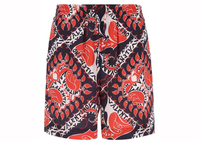 Къси панталони Valentino Bandana Drawsting Logo Bermuda Shorts Red Многоцветен | 1V3RDC608KW 7QC