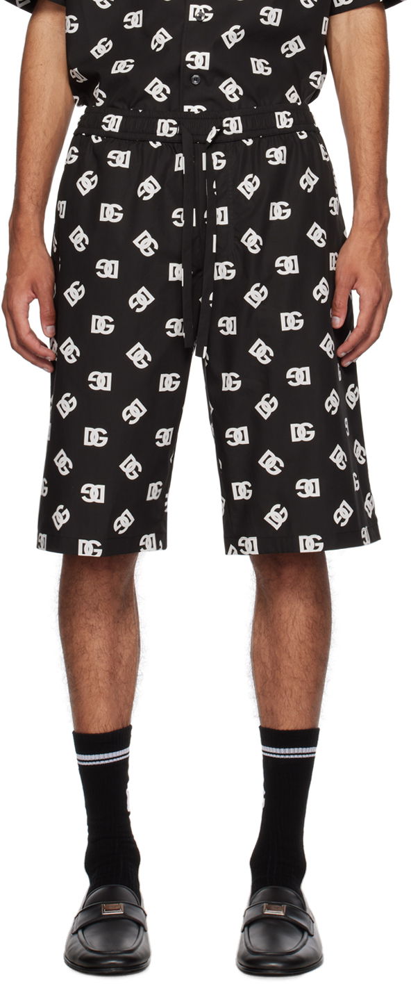 Къси панталони Dolce & Gabbana Black Monogram Shorts Черно | GV37ATHS5OO, 0